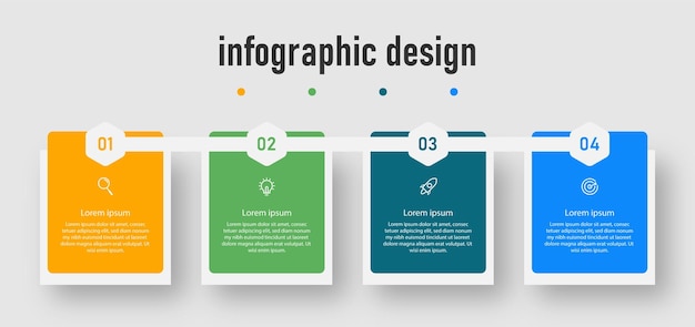 Business infographic flat design professional steps number template design premium vector