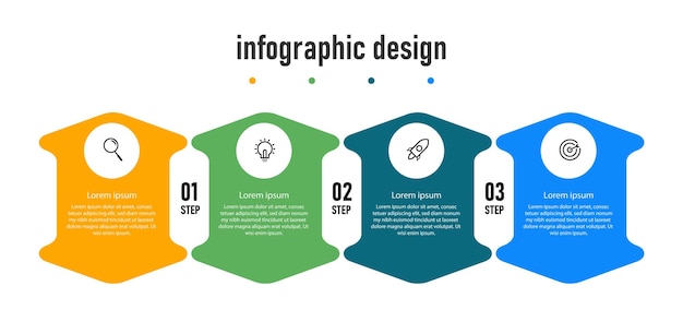 Business infographic flat design professional steps number template design premium vector