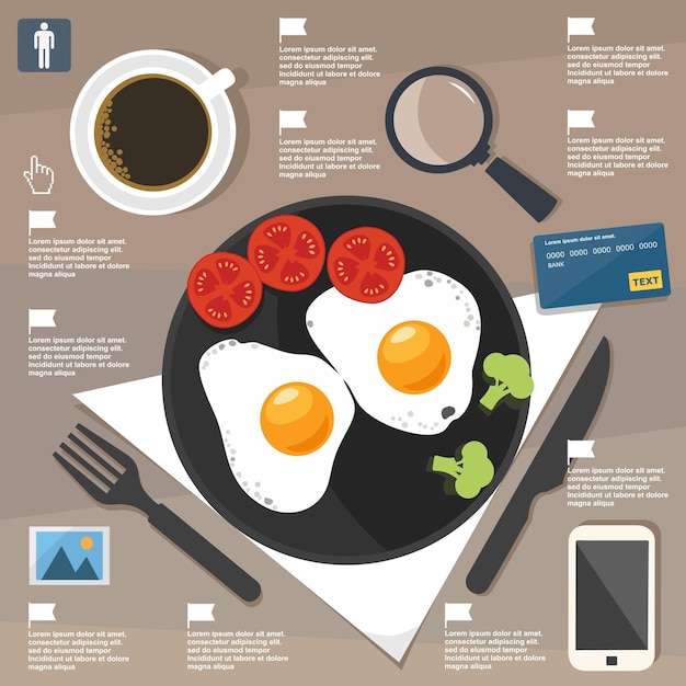 Vector business infographic food breakfast template elements on flat design