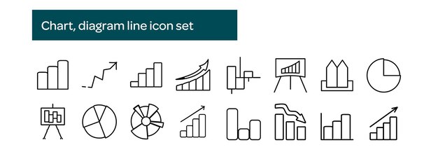 Business infographic icons chart icon set line icon