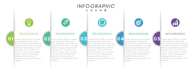 Business infographic label design template with continuously overlapping options or steps