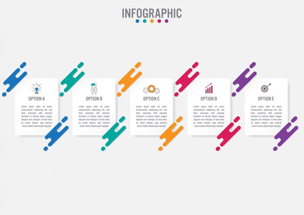 Modello di etichette di affari infographic con 5 opzioni