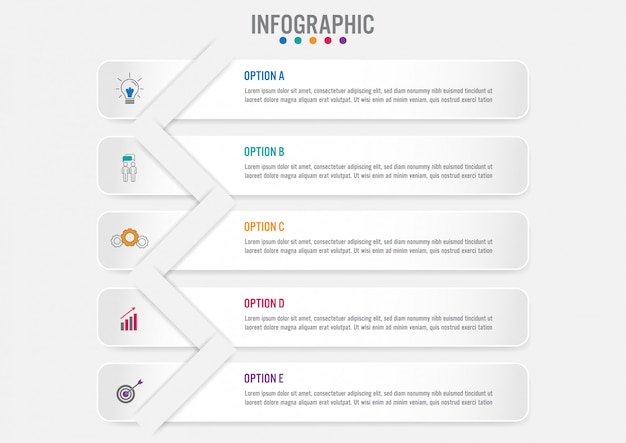 Modello di etichette di affari infographic con 5 opzioni