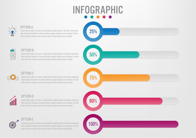 Business infographic labels template with options