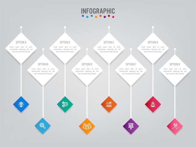 Modello di etichette di affari infografica con opzioni.