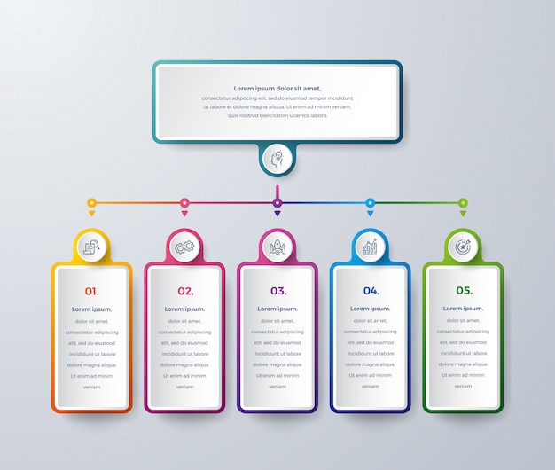 Business infographic-ontwerp met proceskeuzes of stappen.