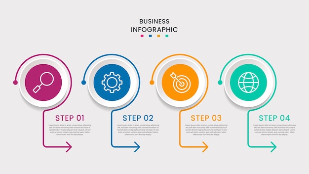 Business Infographic ontwerp sjabloon Vector met iconen en 4 vier opties of stappen Het kan worden gebruikt voor procesdiagrammen presentaties workflow lay-outs banners flowcharts infographics