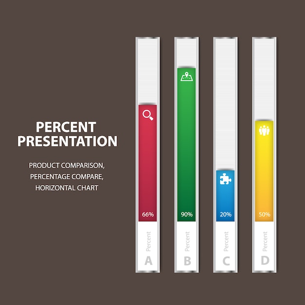 Vector business infographic percentage bar template with 4 options