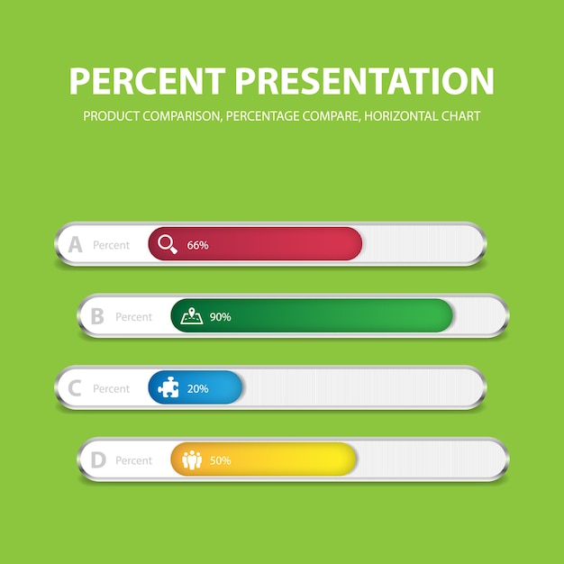 Business infographic percentage bar template with 4 options