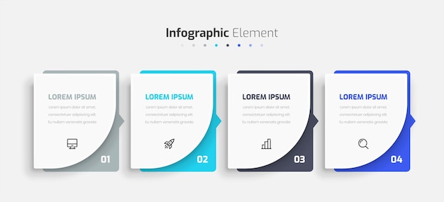 Business Infographic Presentation Template with Abstract Design, 4 Numbers and Icons for Timeline