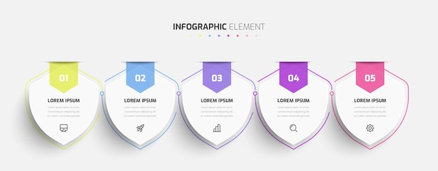 추상적인 디자인, 5 숫자 및 아이콘 비즈니스 인포 그래픽 프리젠 테이션 템플릿