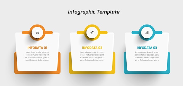 Modello di presentazione infografica aziendale con icona e 3 opzioni può essere utilizzato per la presentazione