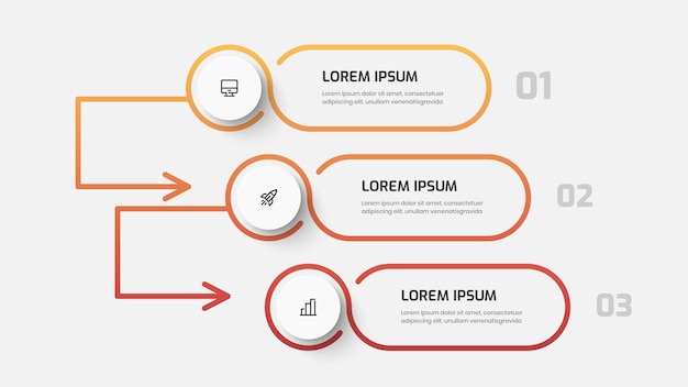 Business infographic presentation with gradient color circle label 3 number and icon