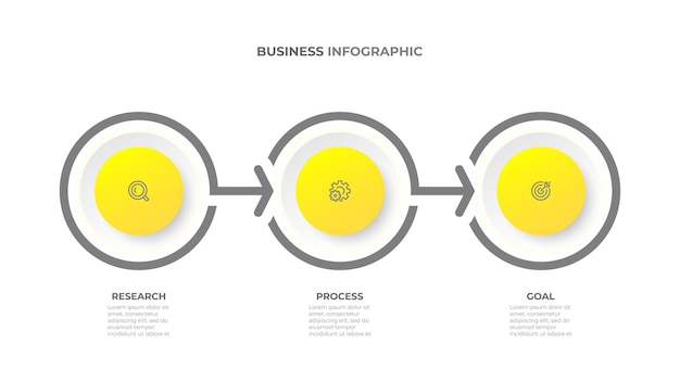 Business infographic process Vector elements with 3 steps