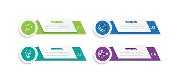 Business infographic process with square template design with icons and 4 options or steps