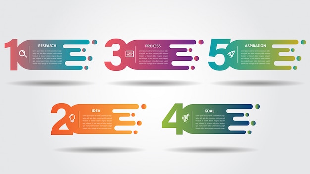 Vector business infographic road design template with colorful pin pointer and 5 numbers options