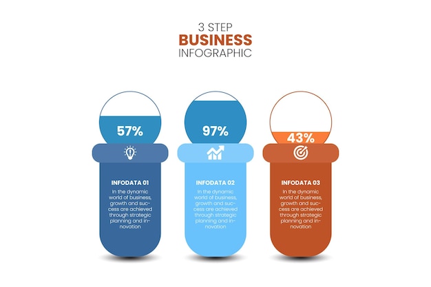 Business infographic sjabloon concept van pot in plat ontwerp 3 opties of stappen op witte achtergrond