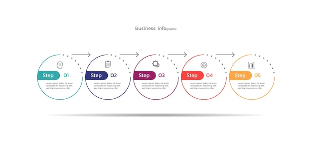 business infographic sjabloon elementen achtergrond met vijf stappen