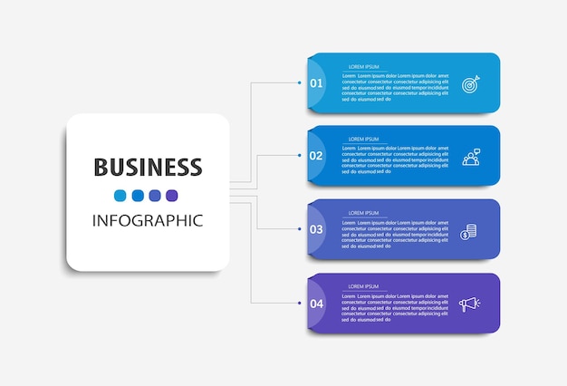 Vector business infographic sjabloon met 4 opties stappen workflow procesdiagram