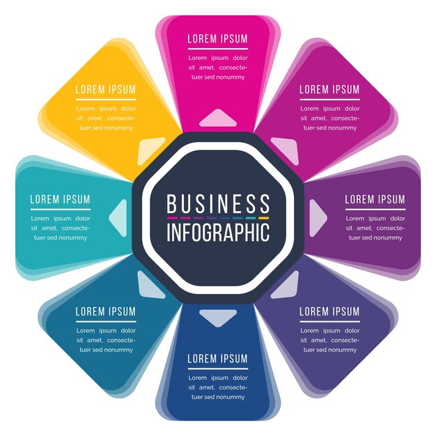 business infographic template 8 steps objects options or elements business information colorful
