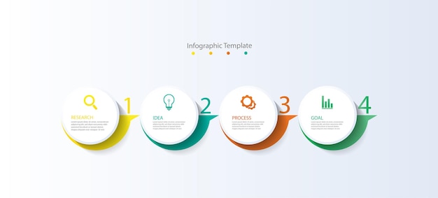 Business infographic template circle colorful elements with four step