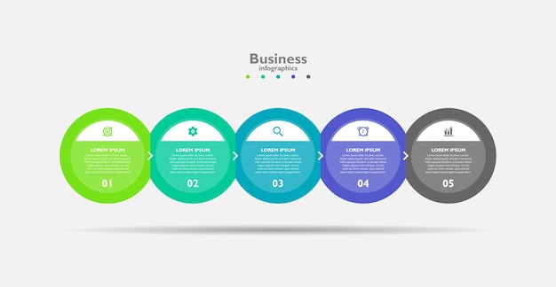 Business infographic template circle colorful with five step