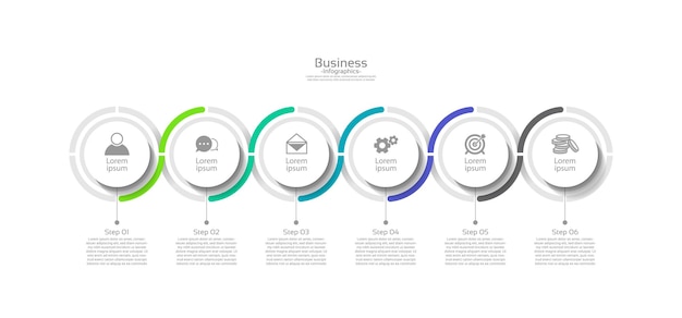 Business infographic template circle colorful  with six step