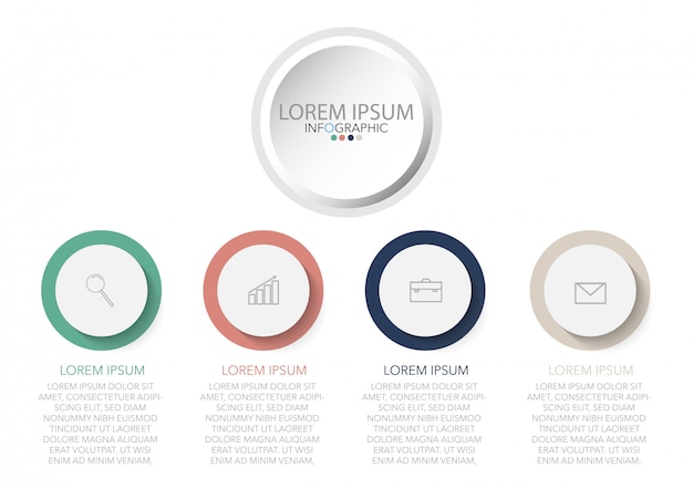 Opzione infographic o stile di stile quattro del cerchio del modello di affari per la presentazione