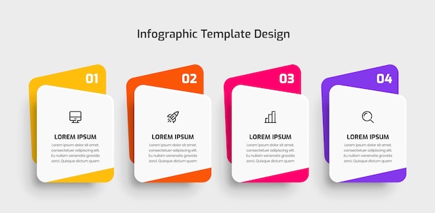 Business infographic template creative design with abstract label icon and 4 number for presentation