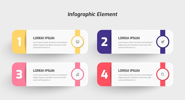 Business Infographic Template Creative Design with Icon and 4 Number for Presentation