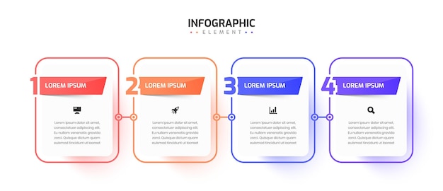 Modello di infografica aziendale design creativo con icona a linea sottile e numero 4 per la presentazione