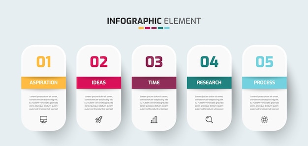 Business Infographic Template Data Visualization Abstract Element with Rectangle Label 5 Number