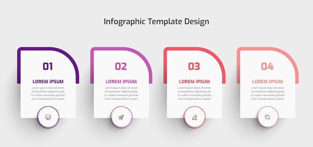 원 레이블 4 숫자 및 아이콘 비즈니스 인포 그래픽 템플릿 데이터 시각화 개요