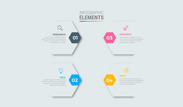 Vettore icone di progettazione del modello di infografica aziendale 4 opzioni o passaggi