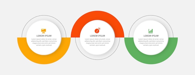 Vettore di progettazione modello infografica aziendale con 3 passaggi o opzioni