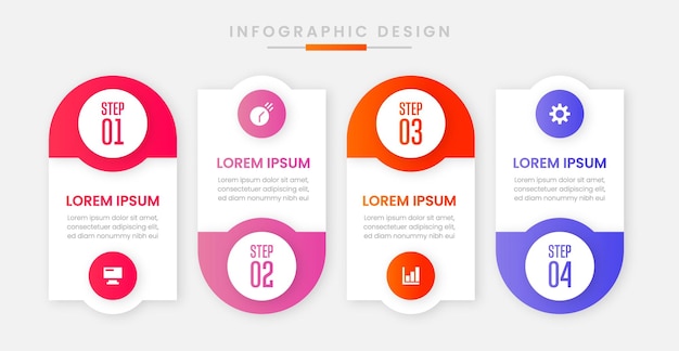 4 가지 옵션 또는 단계가있는 비즈니스 인포 그래픽 템플릿 디자인