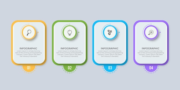 Modello di progettazione infografica aziendale con 4 opzioni o passaggi