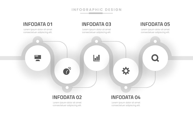 5つのオプションまたはステップを備えたビジネスインフォグラフィックテンプレートデザイン