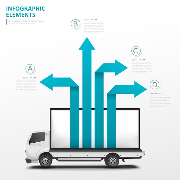 배달 트럭 요소와 비즈니스 Infographic 템플릿 디자인