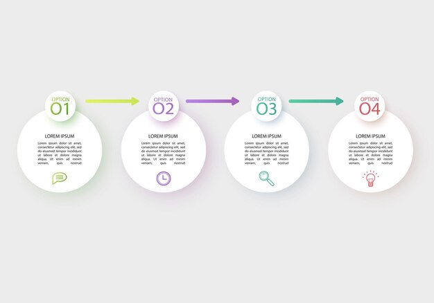 Modello di infografica aziendale design con numeri 4 opzioni o passaggi modello di progettazione di vettore ill