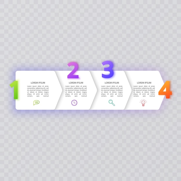 Modello di infografica aziendale design con numeri 4 opzioni o design del modello di passaggi