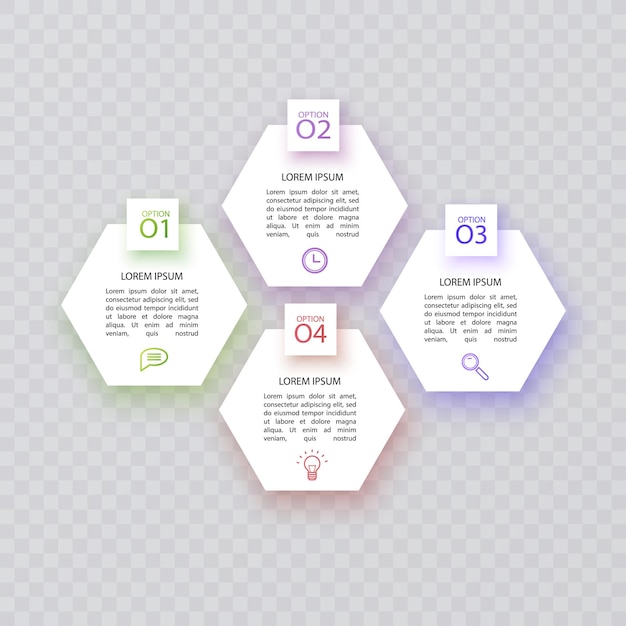 Modello di infografica aziendale design con numeri 4 opzioni o design del modello di passaggi