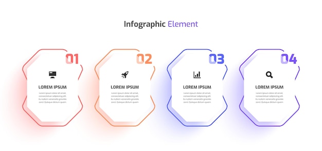 Дизайн бизнес-инфографики с иконкой Octagon Label и 4 номером для презентации