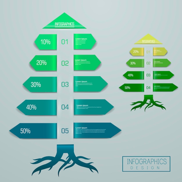 Progettazione del modello di infografica aziendale con elemento di alberi