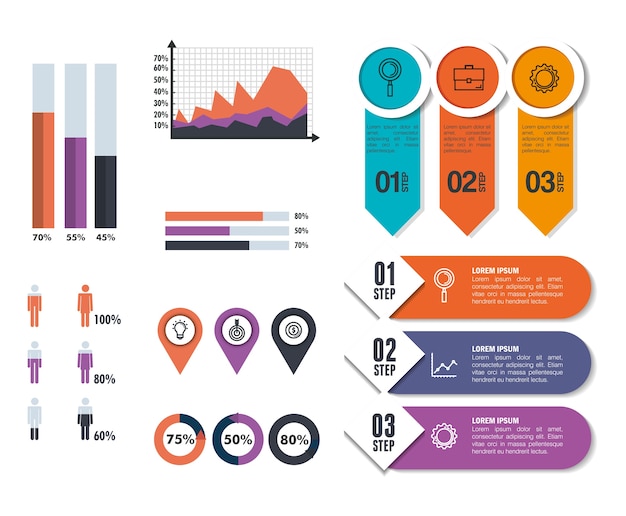 Business infographic template icons