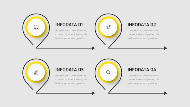 Business infographic template presentation abstract design with yellow color 4 optionrs and icons