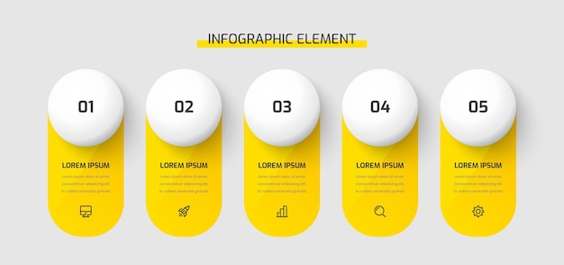 노란색 4 숫자 및 아이콘 비즈니스 Infographic 템플릿 프레 젠 테이 션 원 레이블