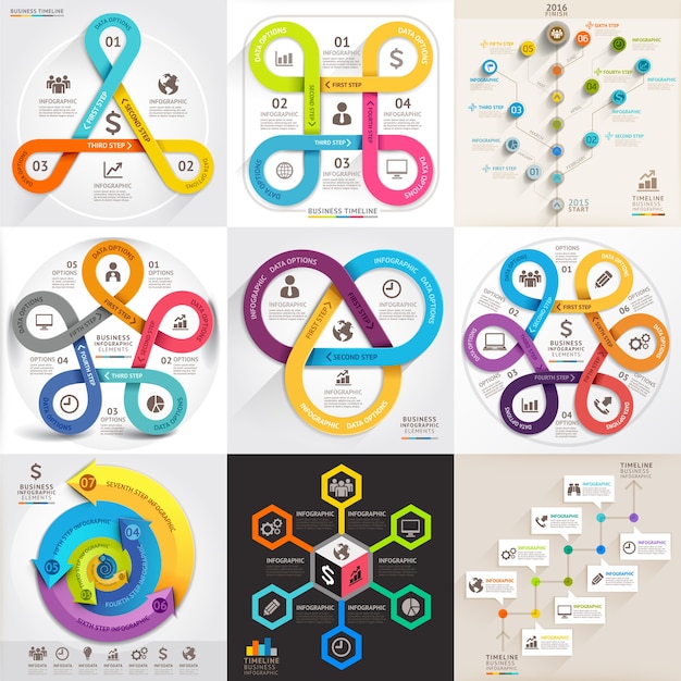 벡터 비즈니스 infographic 템플릿 집합입니다.