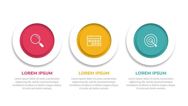 Modello di infografica aziendale etichetta di design a linea sottile con icona e 3 opzioni passaggi o processi