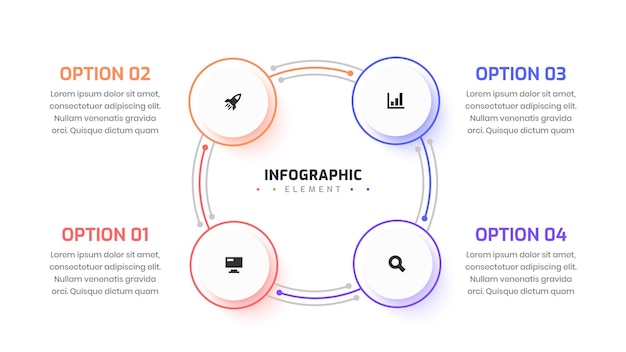 Business Infographic Template Thin Line Design Label with Icon 4 Option